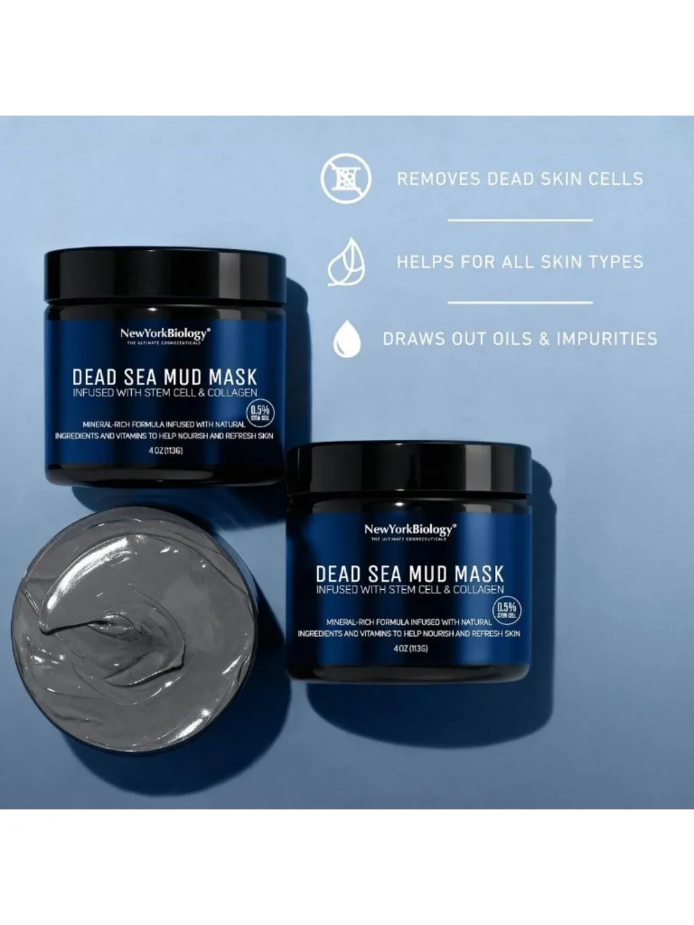 Revitalizing Dead Sea Mud Mask with Stem Cell & Collagen - 4 oz | Pore Refining